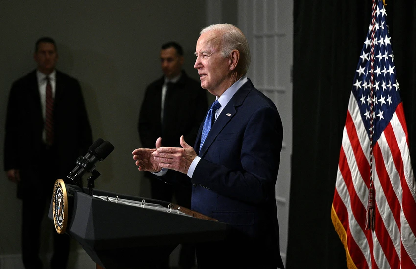 Tổng thống Mỹ Joe Biden bình luận về việc trao đổi con tin tại cuộc họp báo ngày 26-11 ở bang Massachusetts (Mỹ). Ảnh: AFP